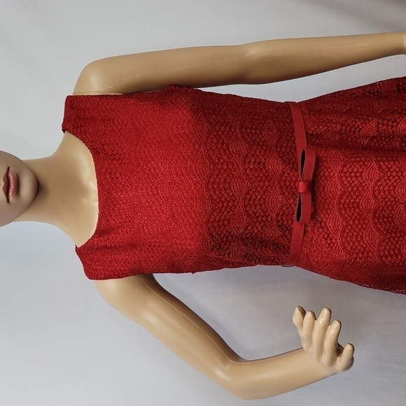DANNY Nicole Fit and Flare Red Lace Dress - Picture 3 of 17